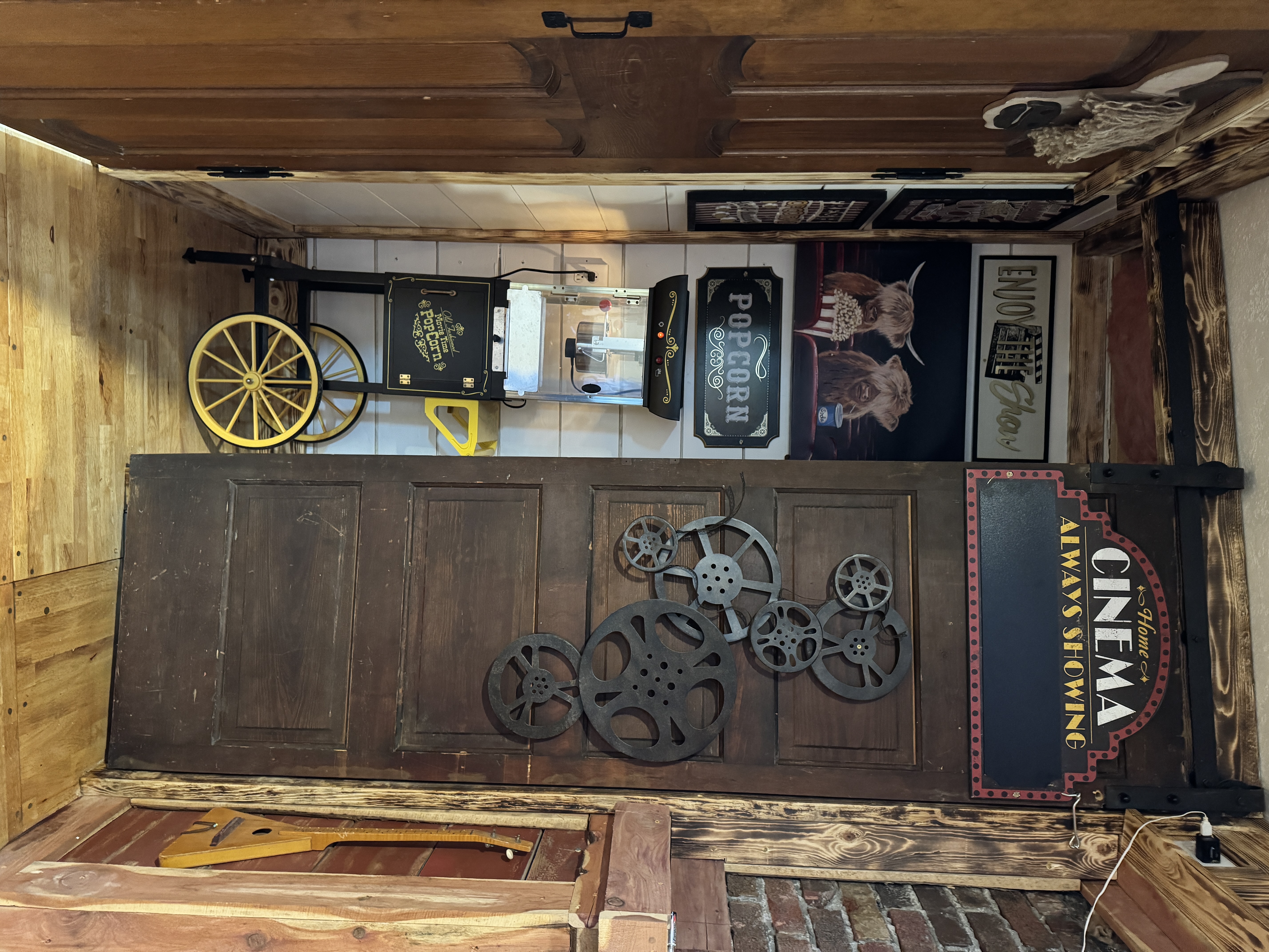 popcorn machine and movie area